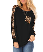 Damen Modischer Langarmshirt mit Leoparden-Applikationen R&B
