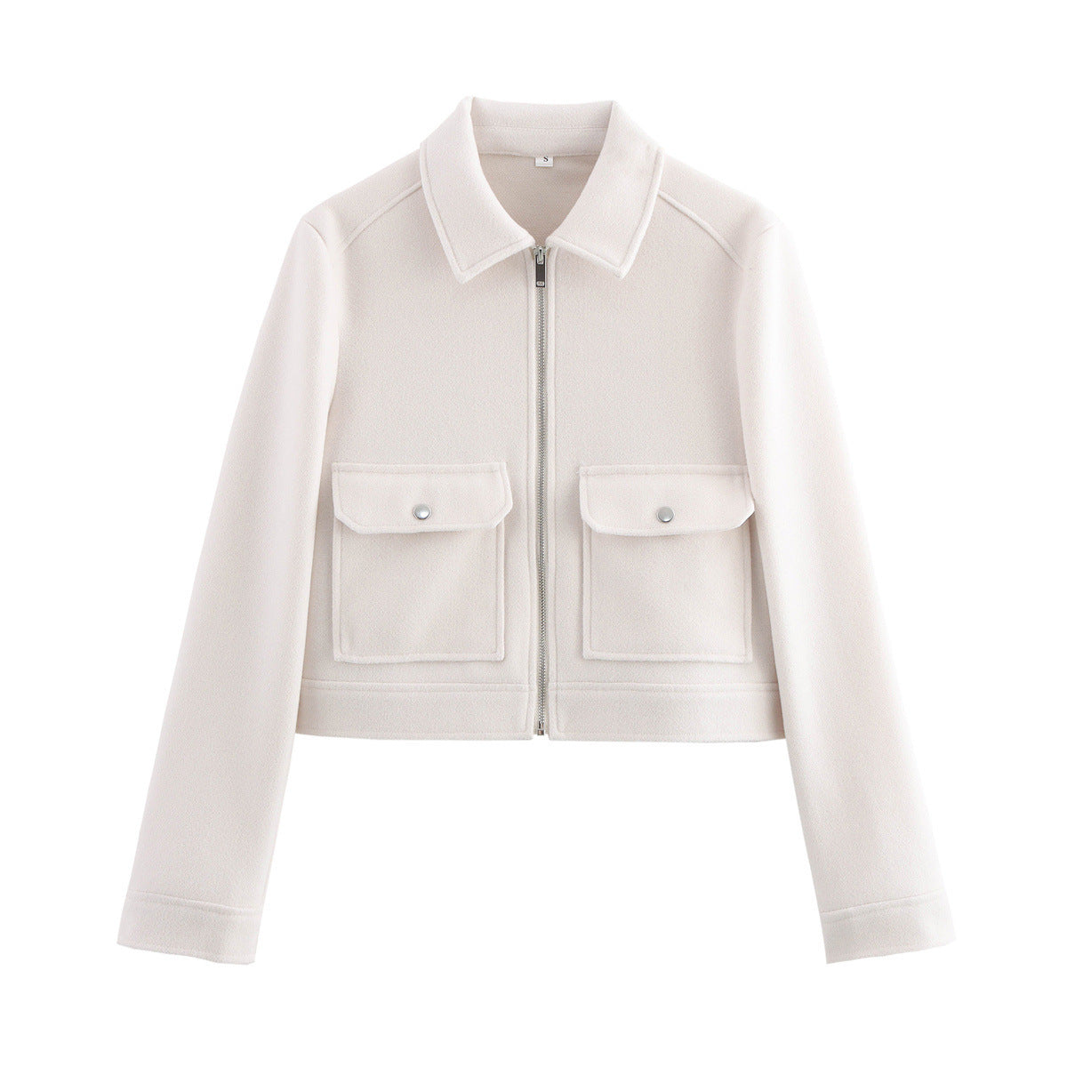 Damen kurze Fleecejacke mit stilvollen Brusttaschen und elegantem Kragen R&B