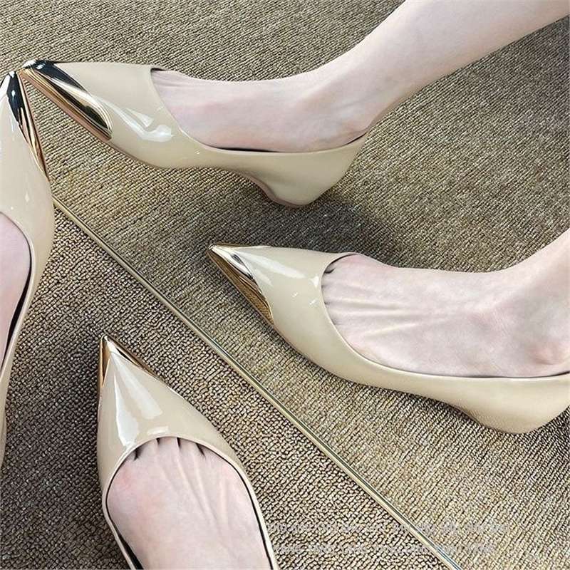 Damen elegante spitze Ballerinas mit Glanzoberfläche R&B