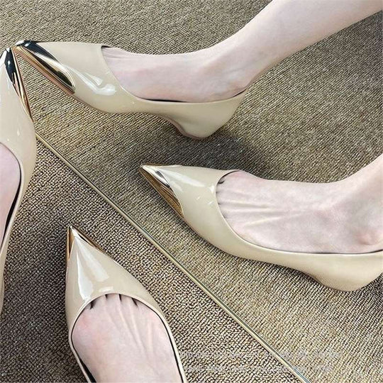 Damen elegante spitze Ballerinas mit Glanzoberfläche R&B
