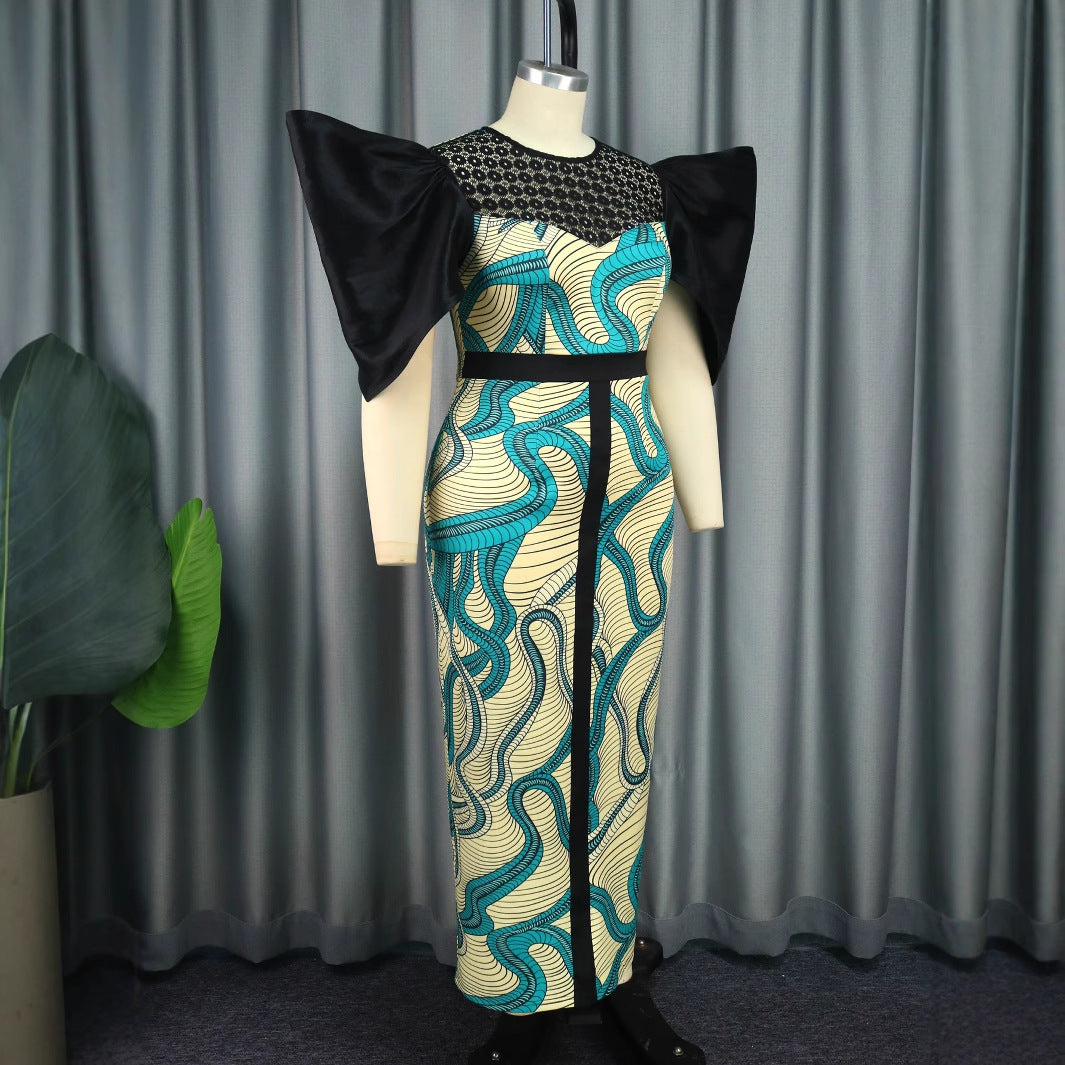 Damen Elegant designendes Maxikleid mit auffälligen Puffärmeln R&B