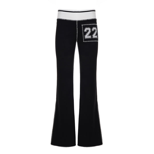 Damen Modische Bootcut-Hose mit elastischem Bund und sportlichen Applikationen R&B