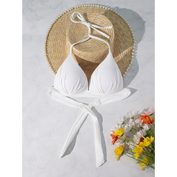 Damen Triangel-Bikini-Oberteil mit verstellbarem Halter und elegantem Wickeldetail R&B