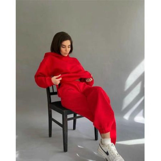Damen lässiger Kapuzenpullover und Jogginghose Set R&B