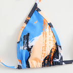 Damen Triangel-Bikini-Set mit verstellbarem Knoten und elastischem Hochschnitt R&B