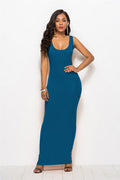 Damen Elegantes, figurbetontes Maxikleid mit tiefem Rundhalsausschnitt R&B