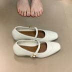 Damen elegante Ballerinas mit verstellbarem Riemen und feinen Ziernähten R&B