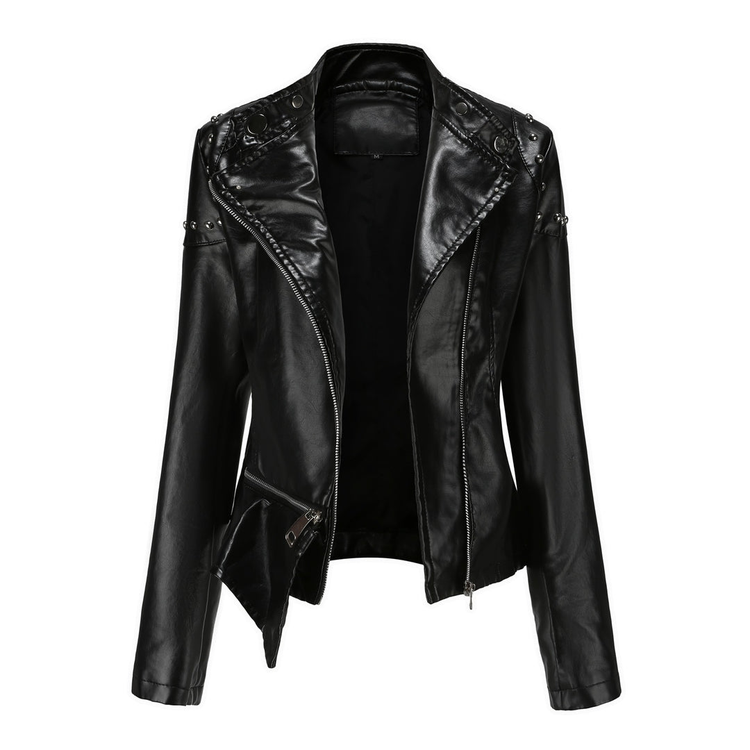 Damen trendige Bikerjacke mit modischen Details R&B