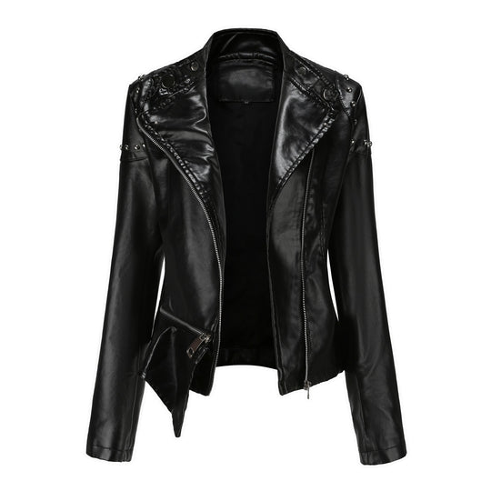 Damen trendige Bikerjacke mit modischen Details R&B