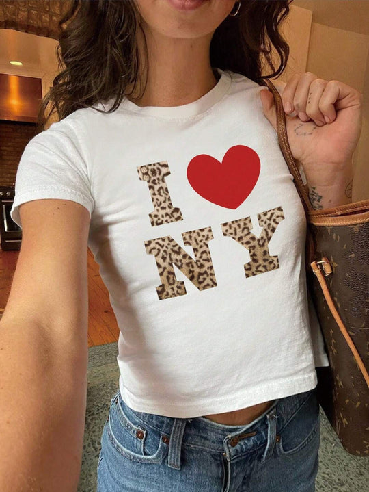 Damen Crop-T-Shirt mit kreativem Cocktail-Design R&B