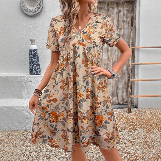 Damen Blütenmuster Freizeitkleid R&B