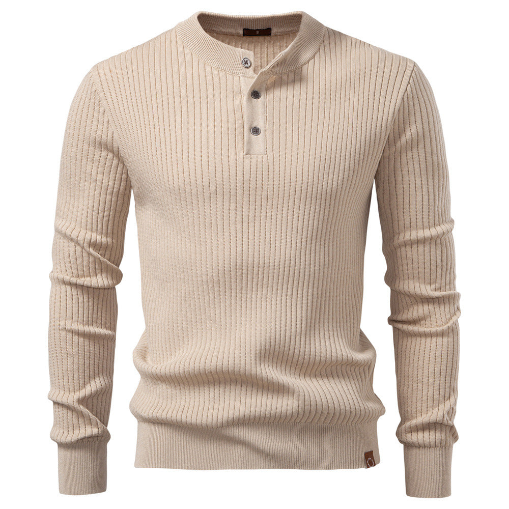 Herren Strickpullover mit feinem Rippenmuster und modischem Knopfdetail R&B