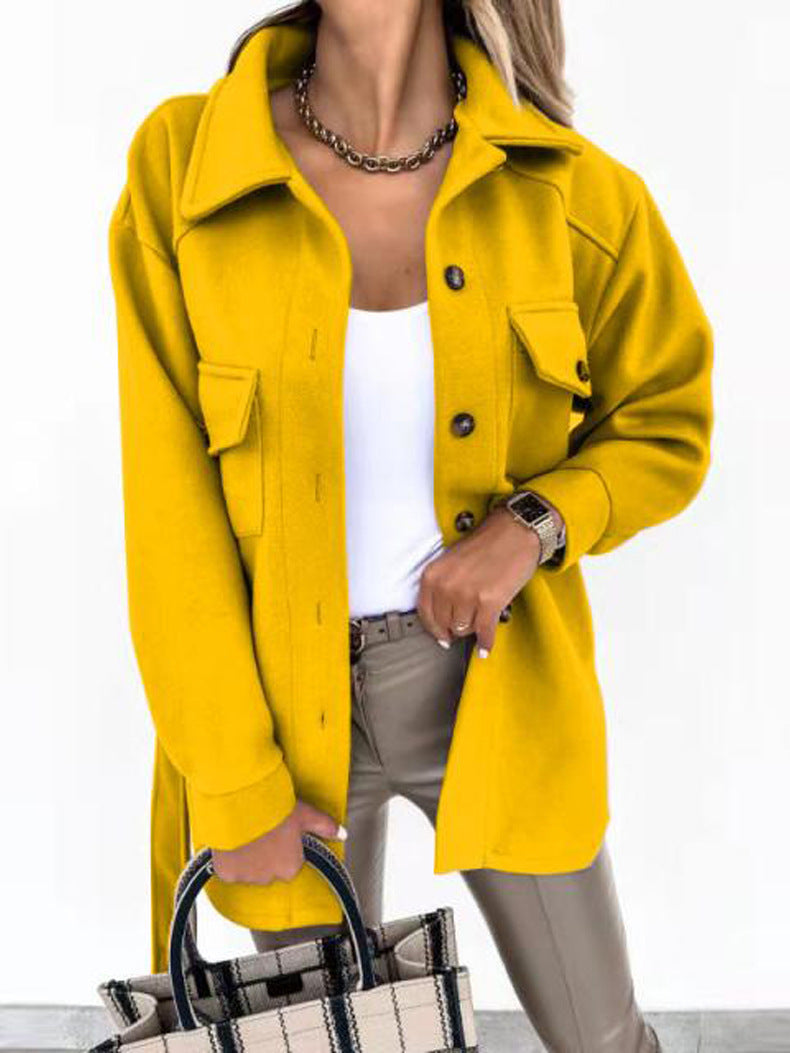 Damen Utility-Jacke mit modischem Gürtel und praktischen Taschen R&B