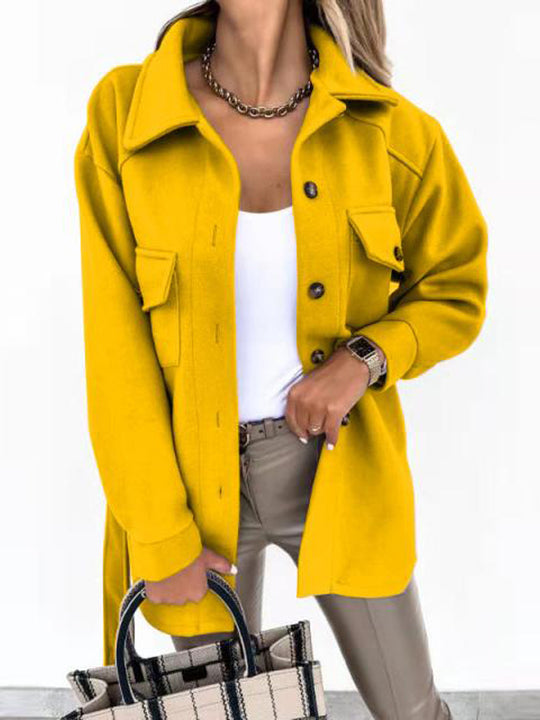 Damen Utility-Jacke mit modischem Gürtel und praktischen Taschen R&B