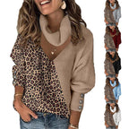 Damen Modisches Hemd mit Leopardenmuster und Rollkragen R&B