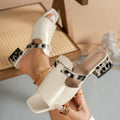 Damen Offene Mules mit modischem Tiermuster-Riemen und komfortablem Blockabsatz R&B