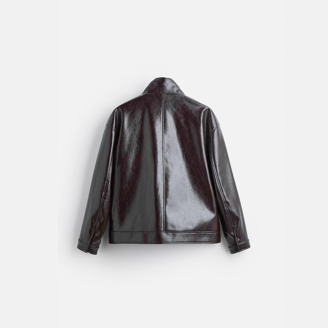 Damen Kunstlederjacke mit luxuriösen großen Taschen R&B