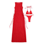 Damen Strandkleid mit verstellbaren Bändern und Raffungen R&B