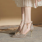 Damen eleganter High Heel mit Perlenschmuck R&B