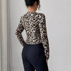 Damen nan taillierter Kurzblazer aus Stretchjersey mit Leopardenstruktur und schmaler Passform R&B
