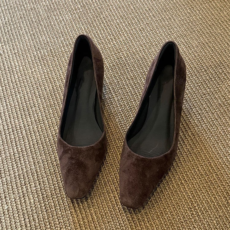 Damen edel wirkende Flachschuhe aus Wildleder mit modischer Spitze R&B