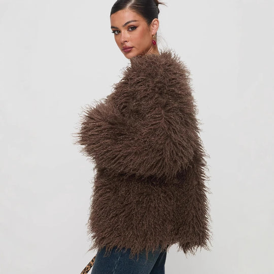 Damen Luxuriöse Kunstfell-Weste mit modischem Schnitt und voluminösem Design R&B