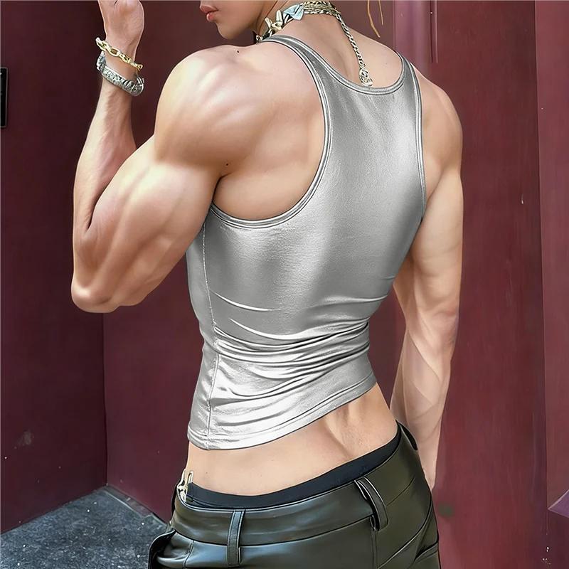 Damen nan tailliertes Glanz-Tanktop mit Racerback und feiner Nahtverarbeitung R&B