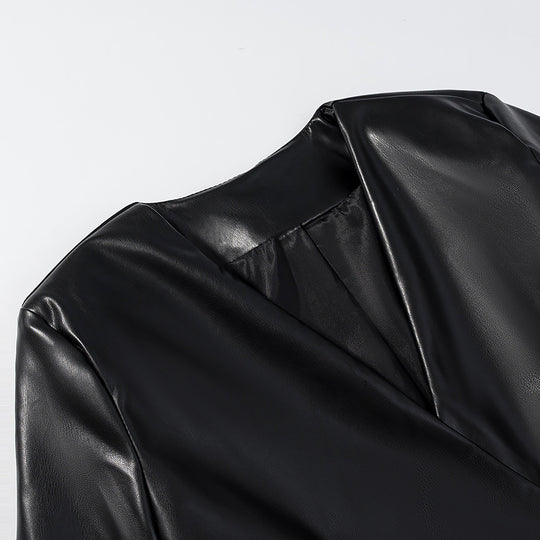 Damen elegante Kunstlederjacke R&B