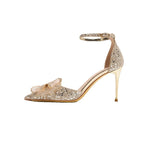 Damen elegante High-Heels mit funkelndem Strass und Schleifenakzent R&B