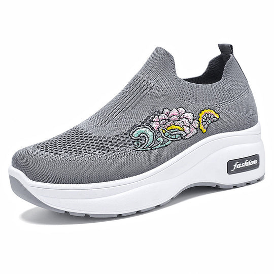 Damen Modische Slip-On Sneakers mit floralem Stickdesign R&B