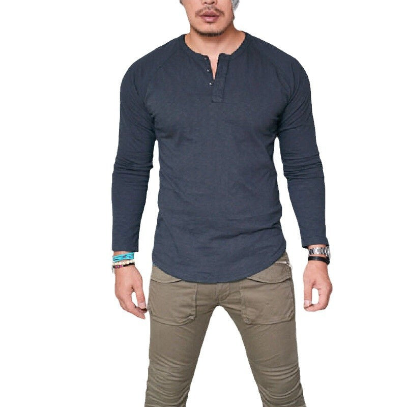 Herren Langarmshirt mit Knopfleiste und bequemem Schnitt R&B