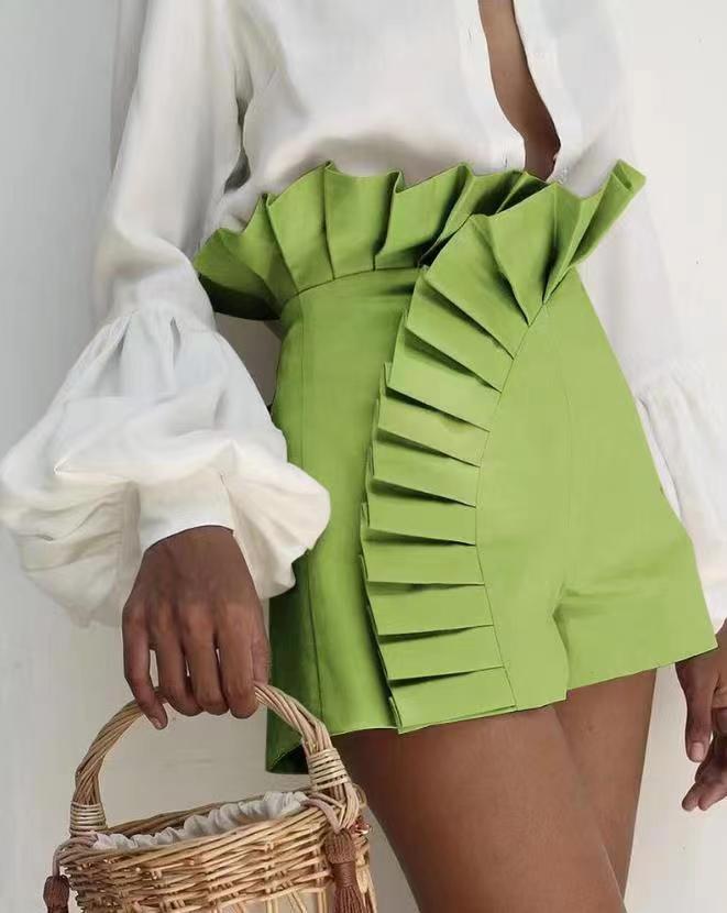 Damen Shorts mit eleganten Rüschendetails und hohem Taillenbund R&B