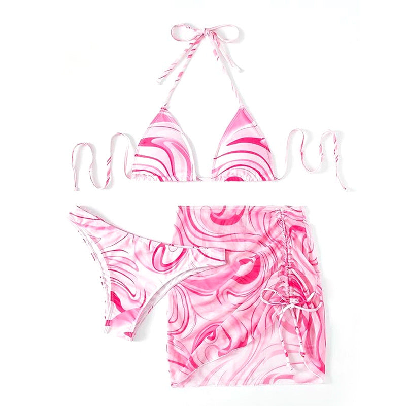 Damen Bikini-Set mit gerafftem Rock und Triangel-Oberteil R&B