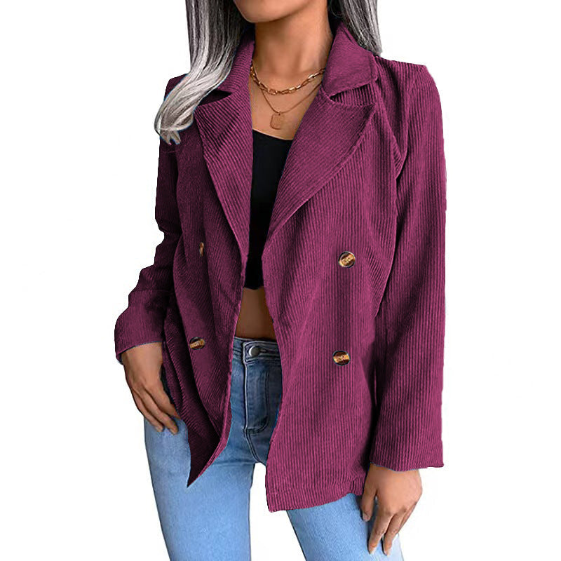 Damen Cord-Jacke mit doppelter Knopfleiste und modernem Schnitt R&B