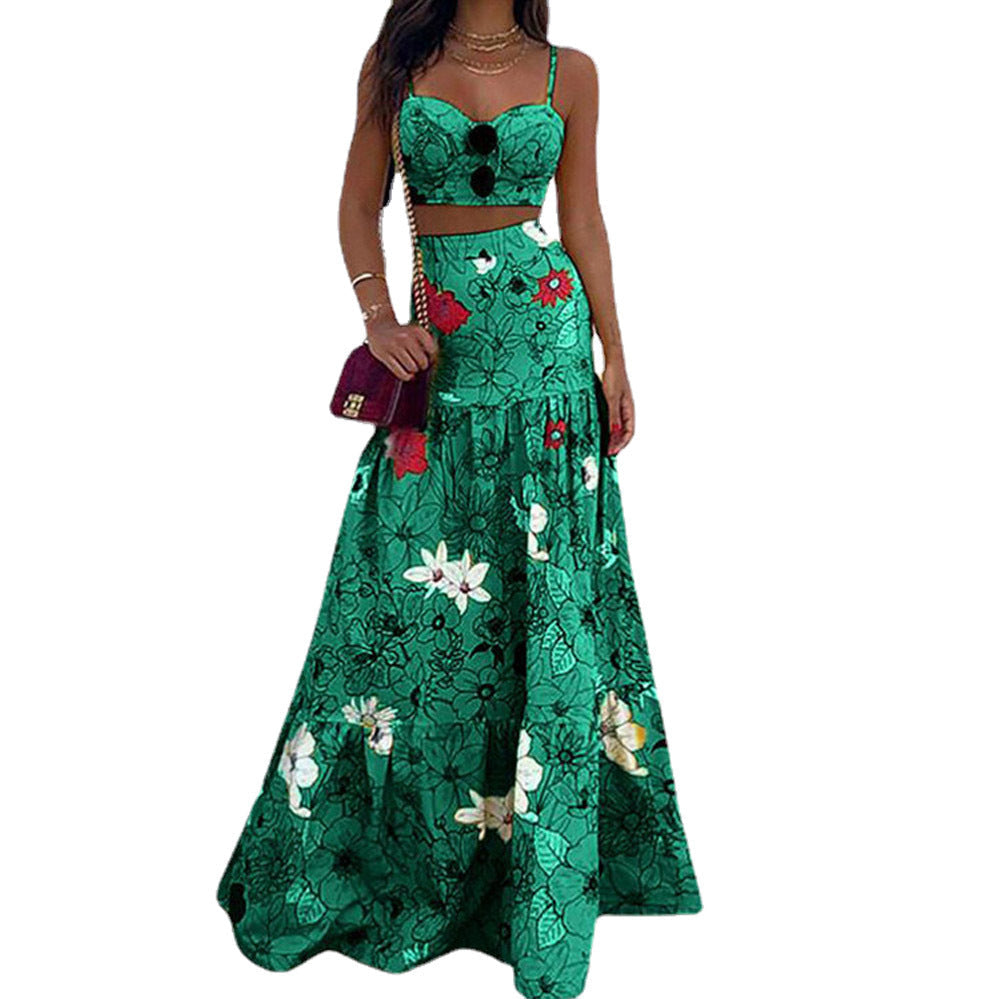 Damen Maxikleid mit floralem Design und schickem Bustier-Oberteil R&B