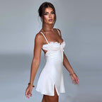 Damen minikleid mit raffiniertem Ausschnitt R&B
