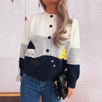Damen Strickjacke mit festlichem Motiv und Knopfdetails R&B