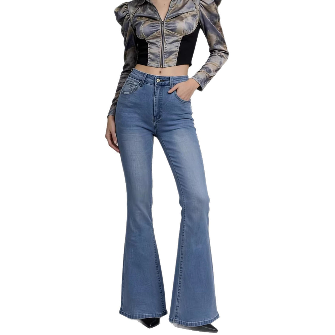 Damen Bootcut Jeans mit hohem Bund und trendiger Waschung R&B