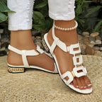 Damen Glänzende Riemensandalen mit modischen Schnallen R&B