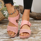 Damen Komfortable Sandalen mit floraler Perforation und ergonomischem Fußbett R&B