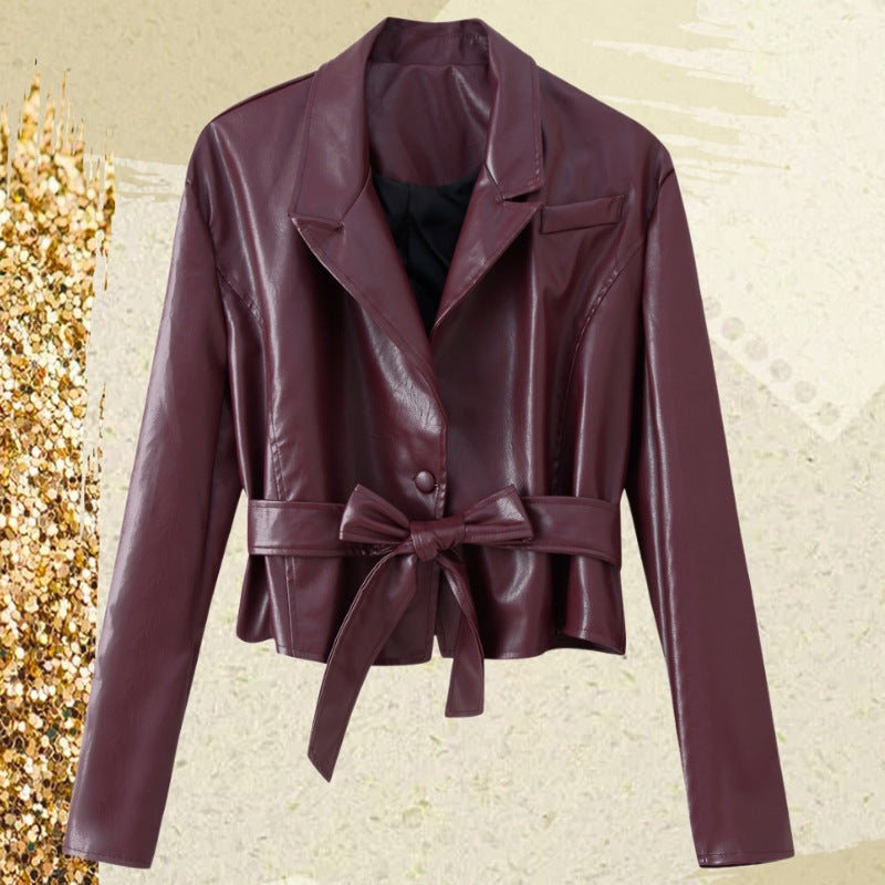 Damen Elegante Kunstlederjacke R&B