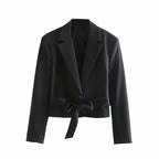 Damen taillierte Blazerjacke mit modernem Schnitt und Bindegürtel R&B