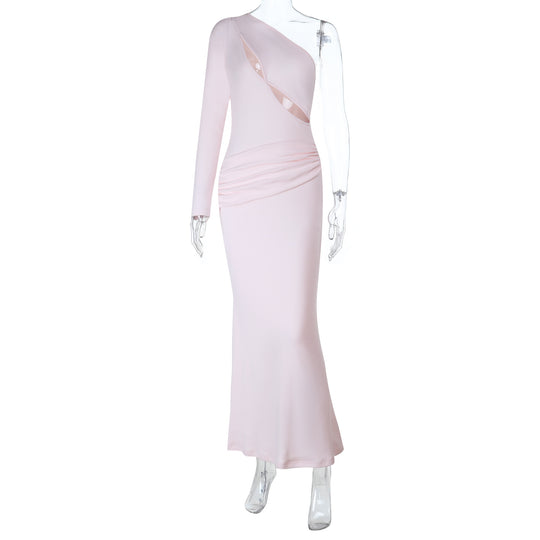 Damen Elegantes Maxikleid mit asymmetrischem Schnitt und raffiniertem Cut-Out R&B