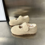 Damen bequeme Fleece-Hausschuhe mit verstellbarem Klettverschluss und weichem Innenfutter R&B