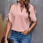 Damen elegante Bluse mit Cut-Out-Ärmeln