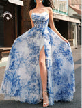 Damen Maxikleid mit schwingendem Rock und floralem Muster EB