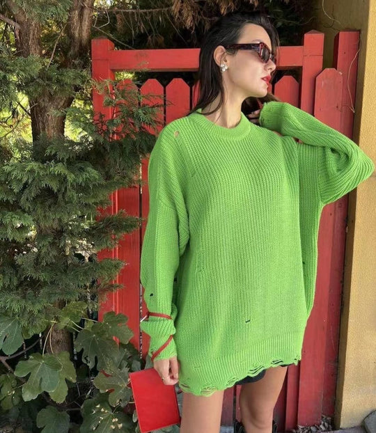 Damen Strickkleid mit asymmetrischem Saum und modischem Gürtel R&B