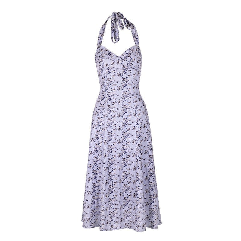 Damen Sommerliches Maxikleid mit floralem Halterdesign und seitlichem Schlitz R&B