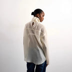 Damen Elegante Bluse aus transparentem Stoff mit stehendem Kragen R&B