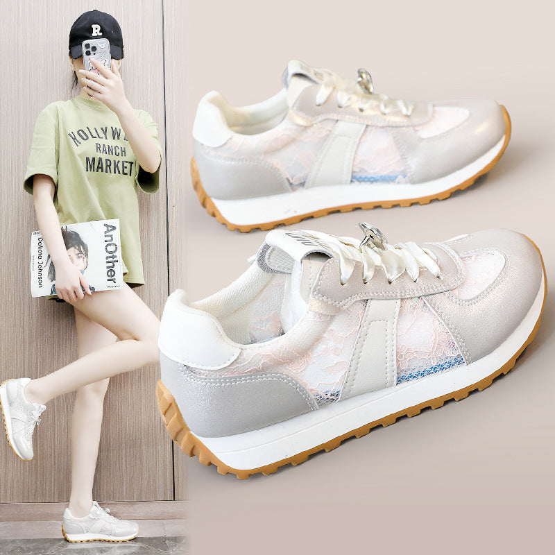 Damen sportliche Sneakers mit funkelndem Kristall und atmungsaktiver Oberfläche R&B